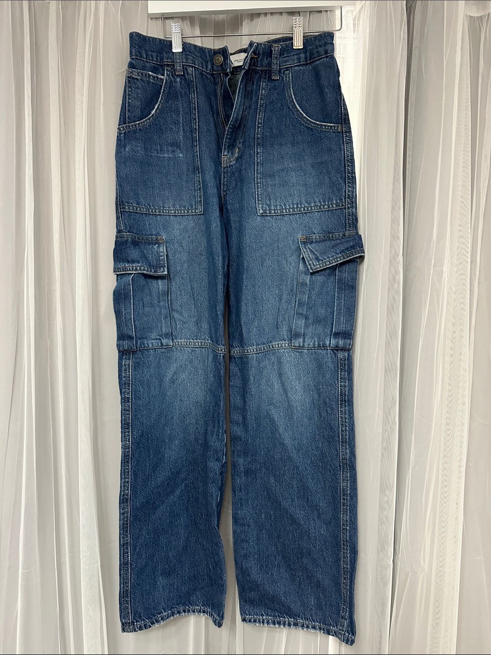 Zara Indigo Denim Cargo Pants